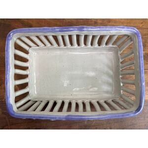 Michael Cohen Stoneware Pottery Vintage Handmade Art Bread Fruit Basket Décor